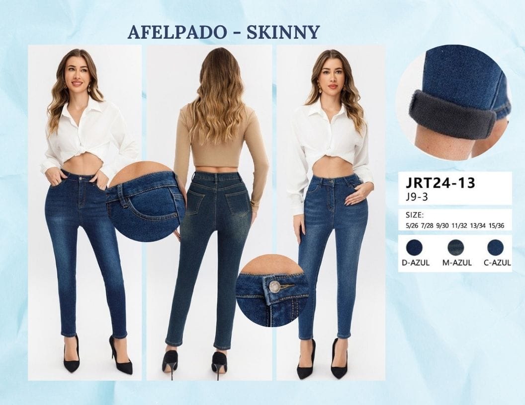 PANTALON AFELPADO DE MEZCLILLA PARA DAMA MARCA JERA