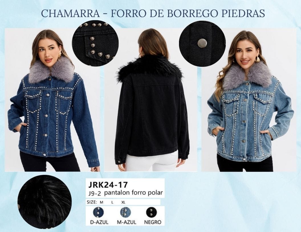 CHAMARRA DE MEZCLILLA CON BORREGA PARA DAMA MARCA JERA