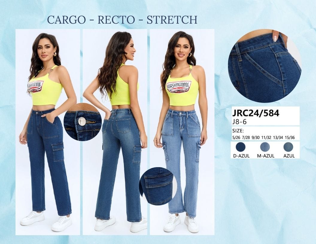 PANTALON DE MEZCLILLA CARGO PARA DAMA MARCA JERA