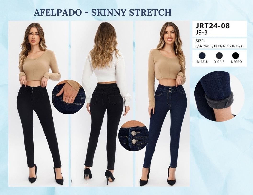 PANTALON AFELPADO DE MEZCLILLA PARA DAMA MARCA JERA