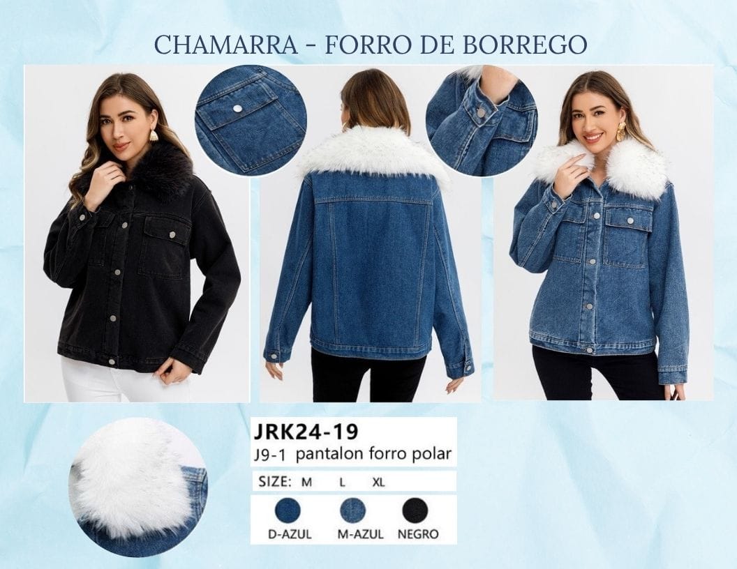 CHAMARRA DE MEZCLILLA CON BORREGA PARA DAMA MARCA JERA