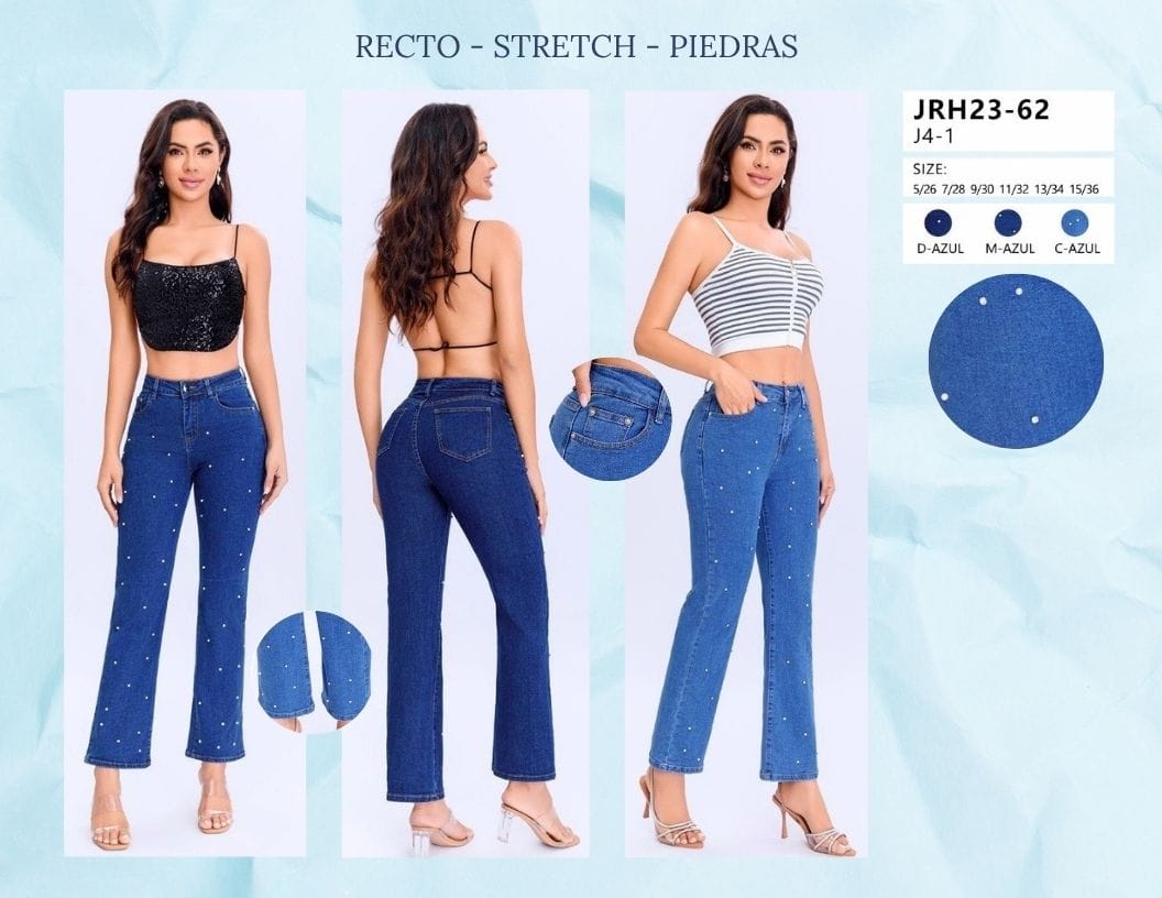 PANTALON DE MEZCLILLA BRILLOS PARA DAMA MARCA JERA