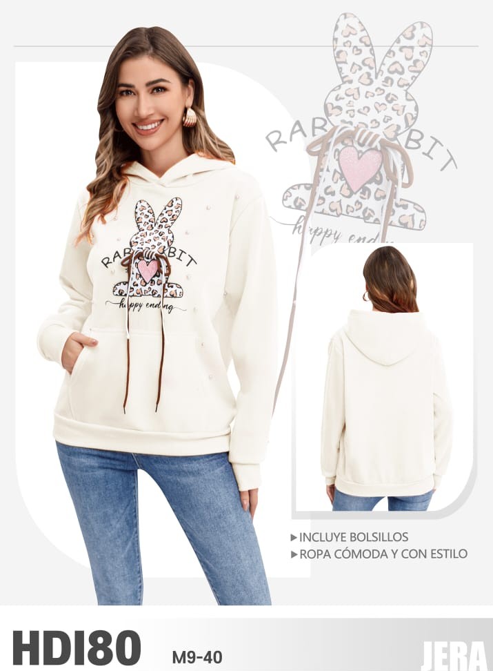 SUDADERA CONEJO PARA DAMA MARCA JERA