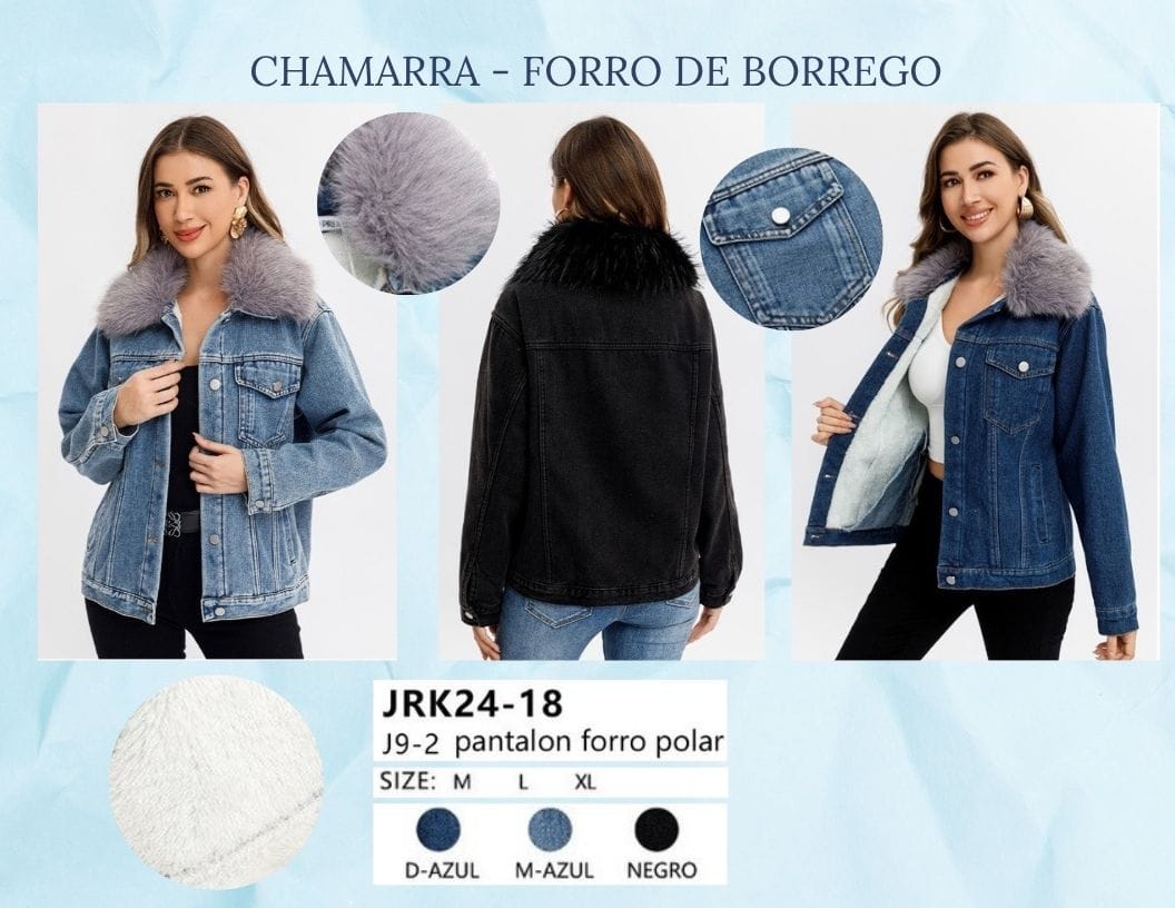 CHAMARRA DE MEZCLILLA CON BORREGA PARA DAMA MARCA JERA