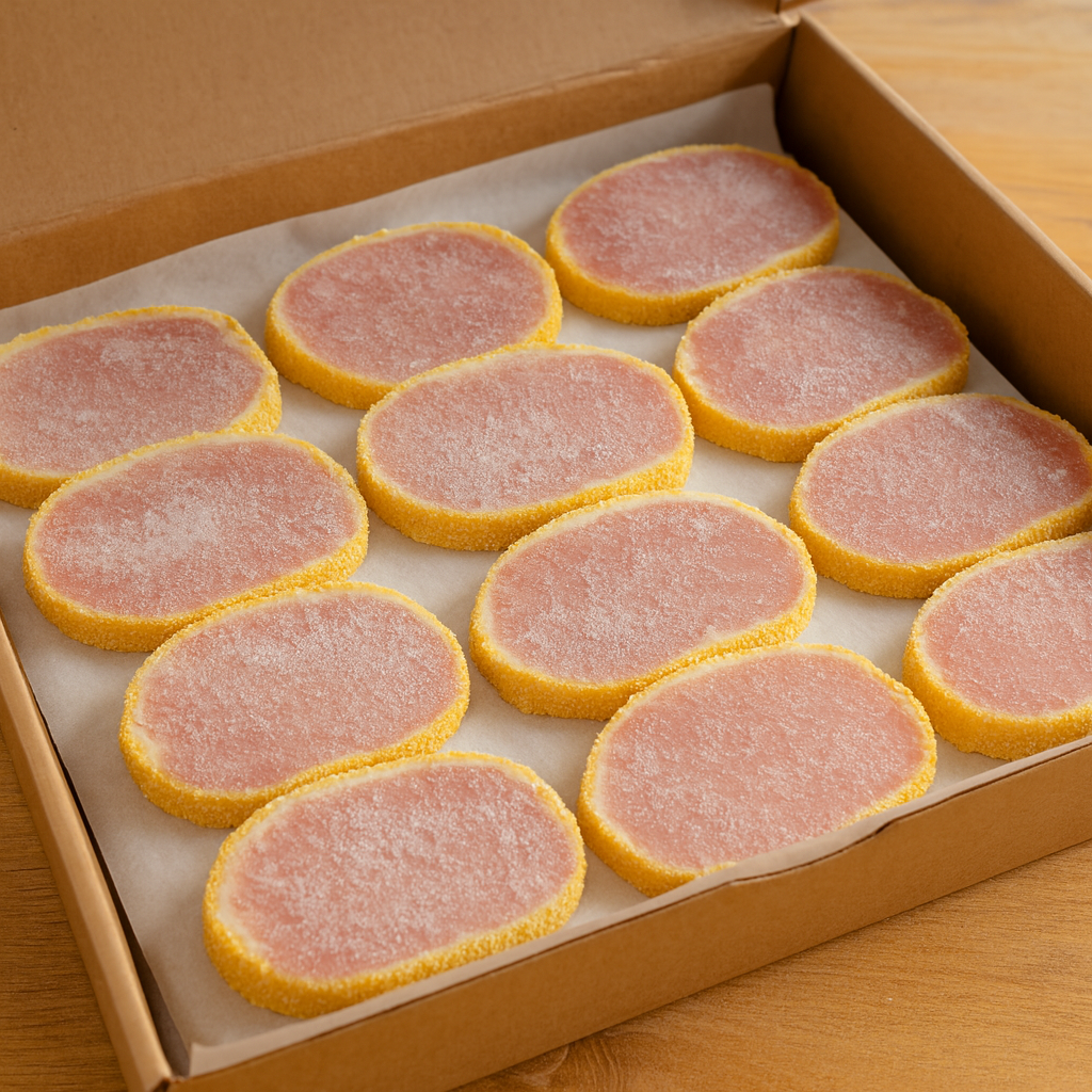 Peameal Bacon-Cured Pork Loins rolled in cornmeal
