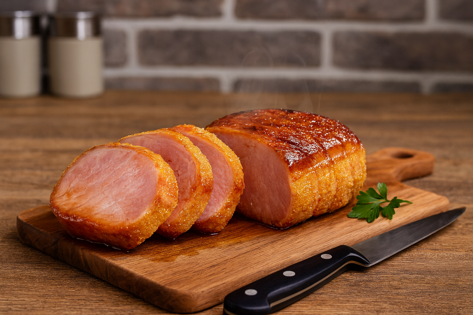 Peameal Bacon-Cured Pork Loins rolled in cornmeal