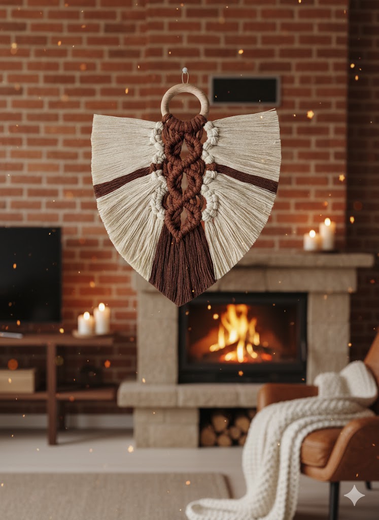 Suspension murale en macramé