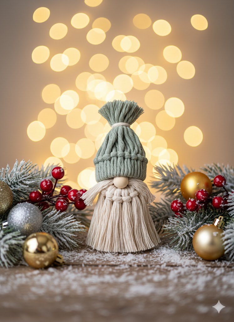 Petit gnome décoratif en macramé
