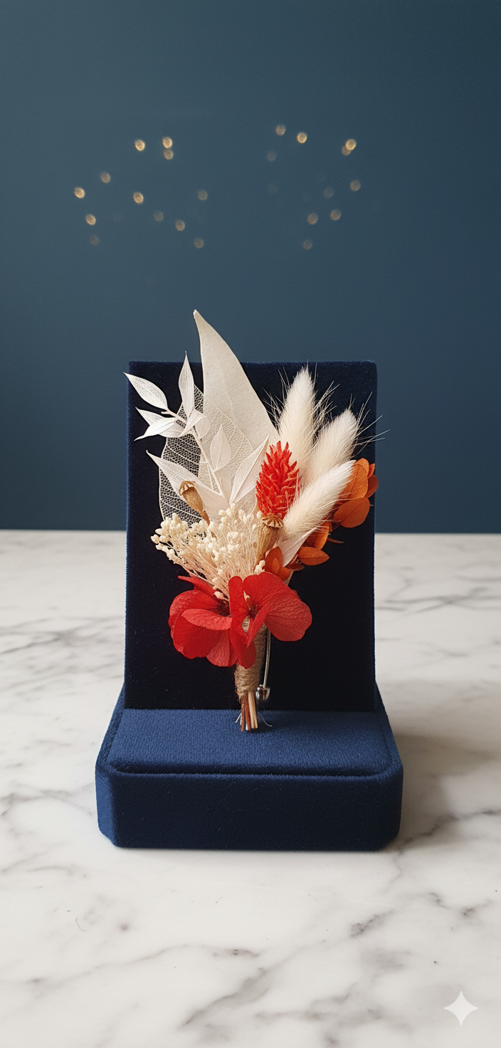 Boutonnière florale séchée