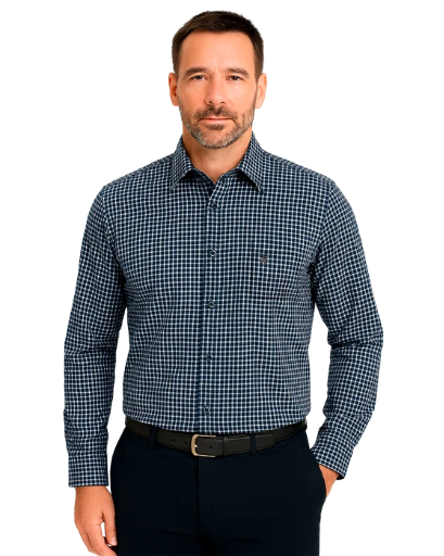 Camisa Cuadritos Polo - Manga Larga