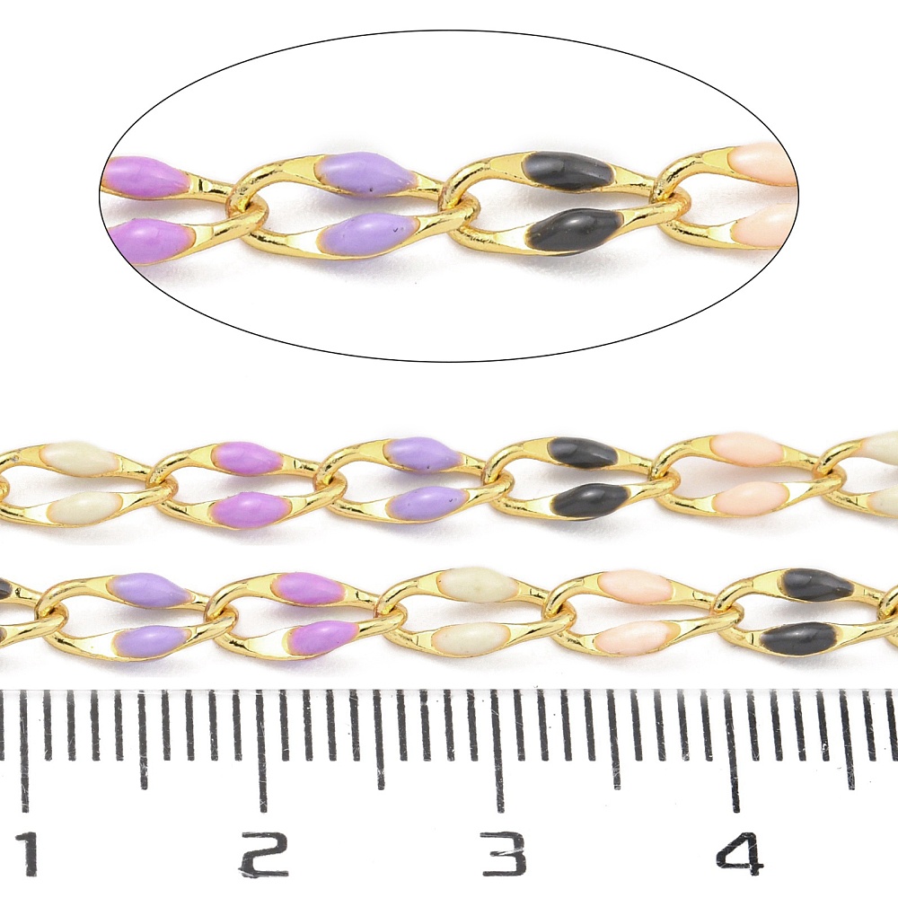 Purple, Black, and Beige Enamel Chain 
