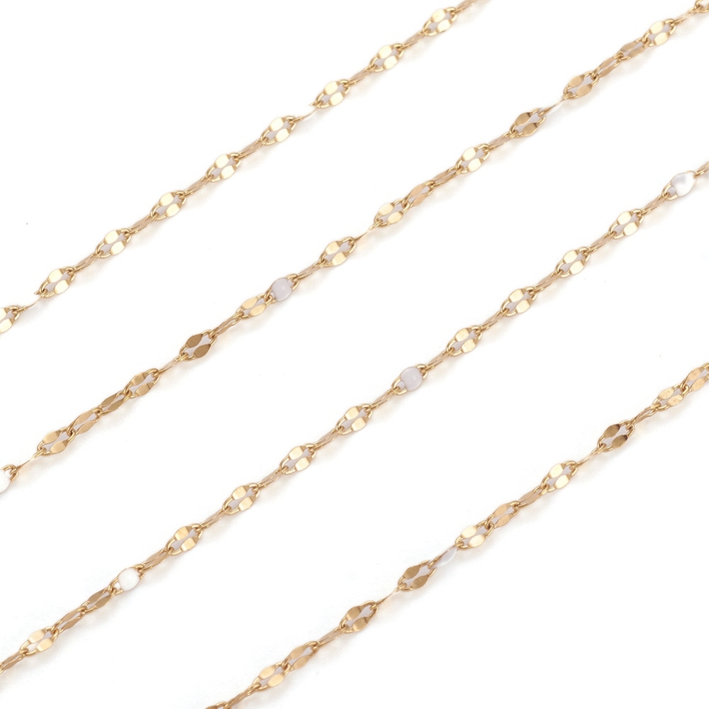 Gold Enamel Dapped Chain in White