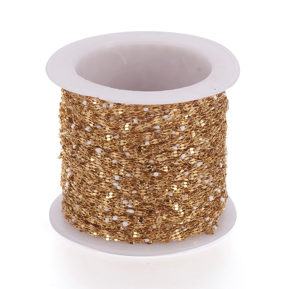 Gold Enamel Dapped Chain in White