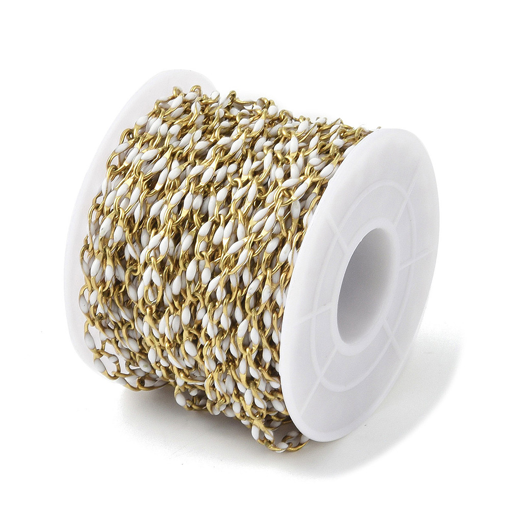 Gold Enamel Chain in White