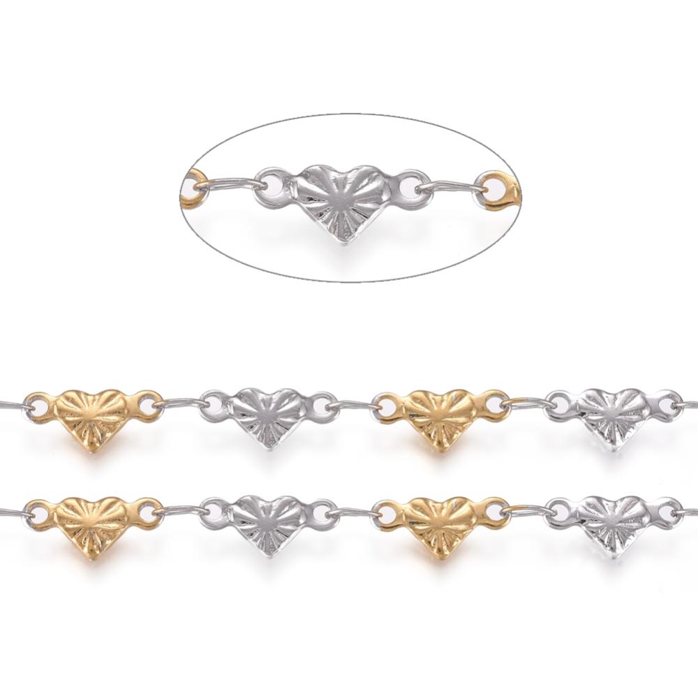 Two Tone Heart Link Chain