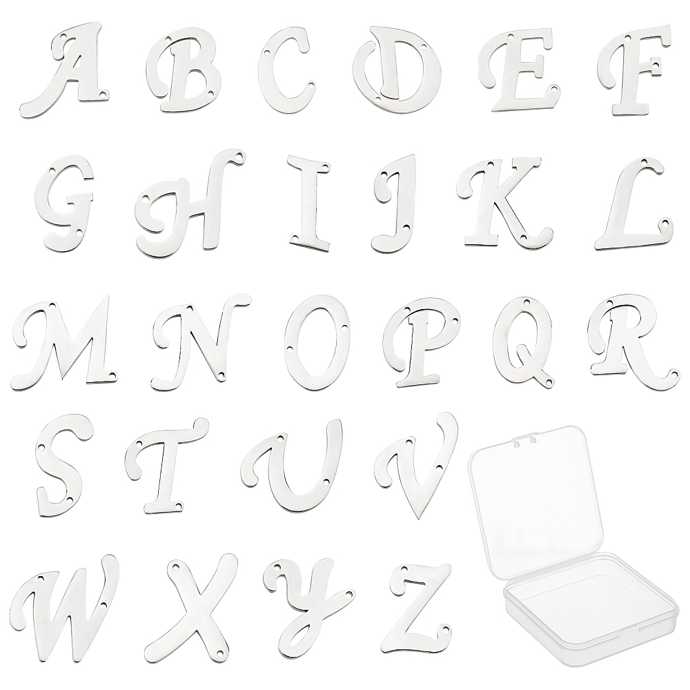 26pc Silver Alphabet Connectors (Full Set)