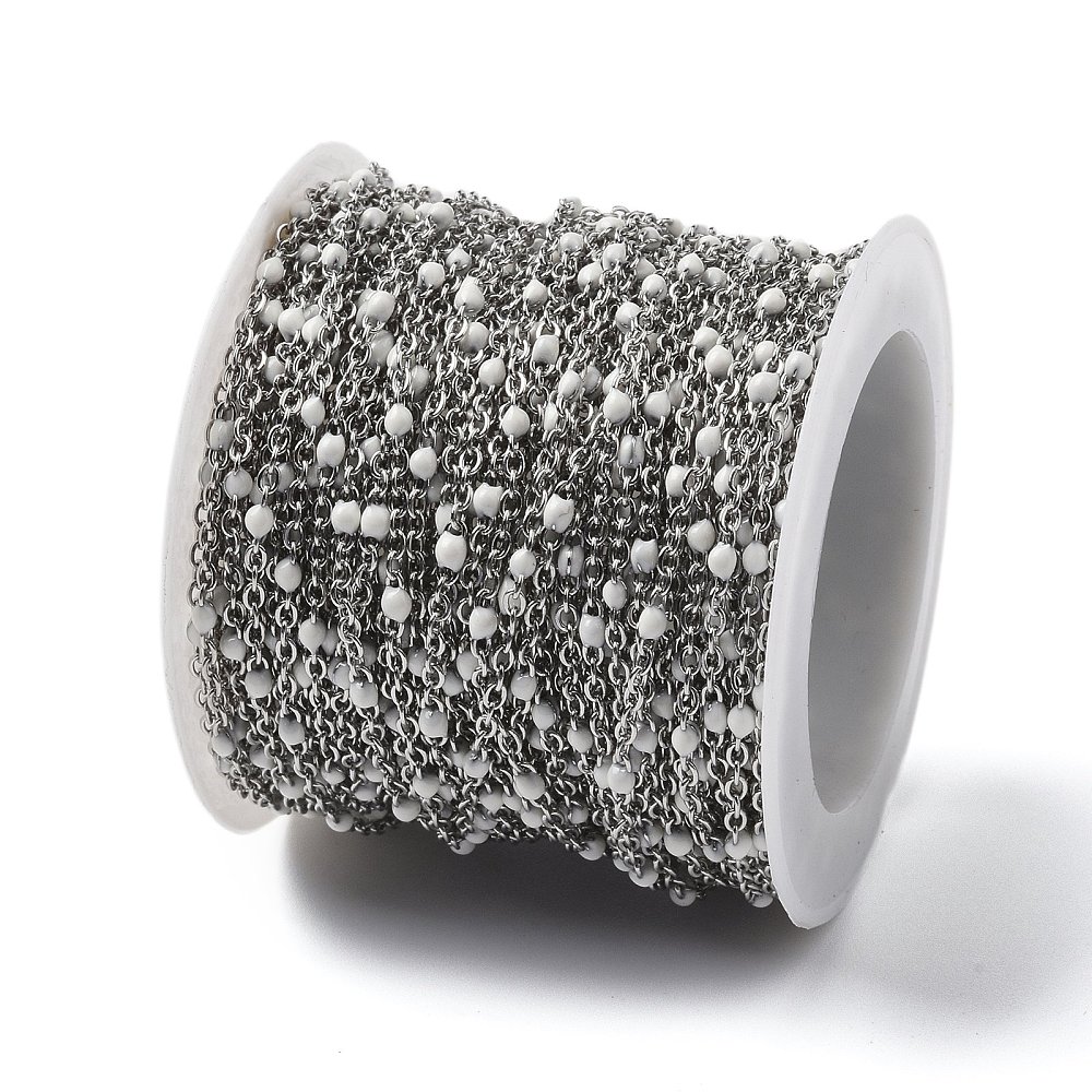 Silver Enamel Link Chain in White