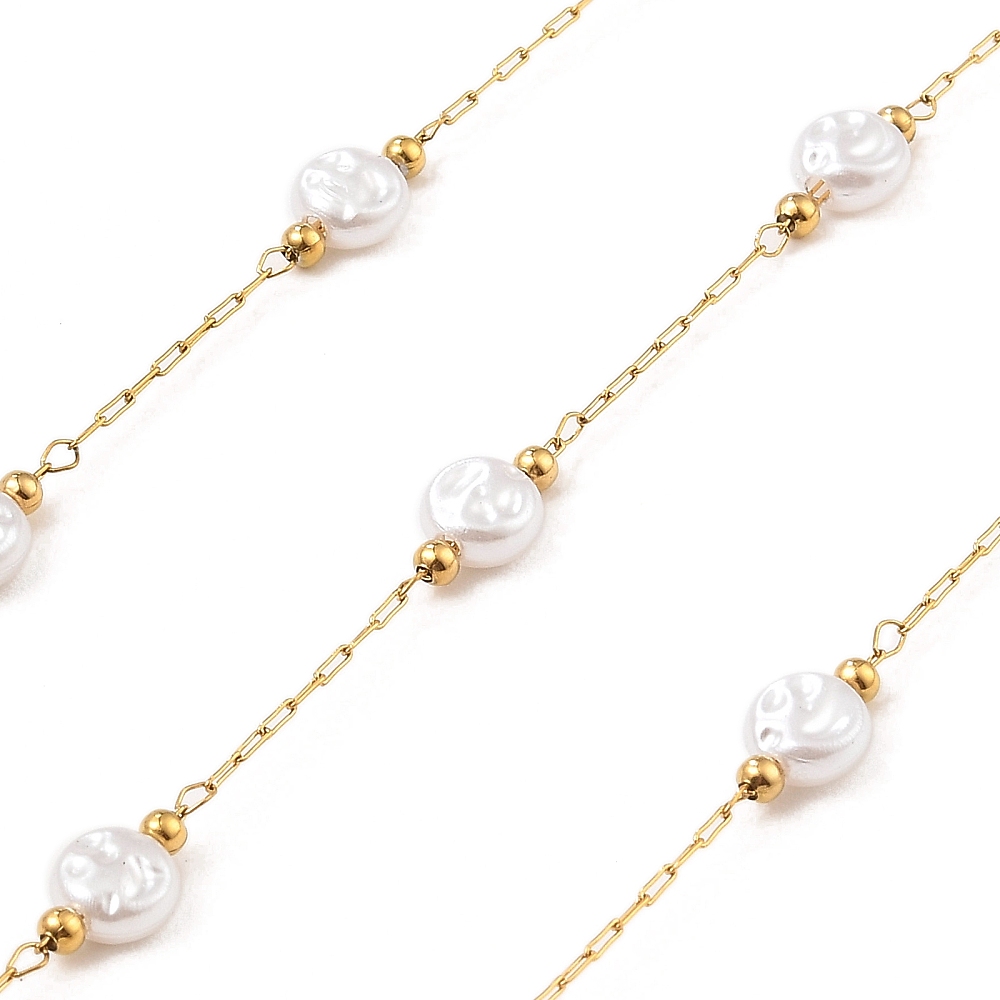 Beaded Pearl Chain in Gold 