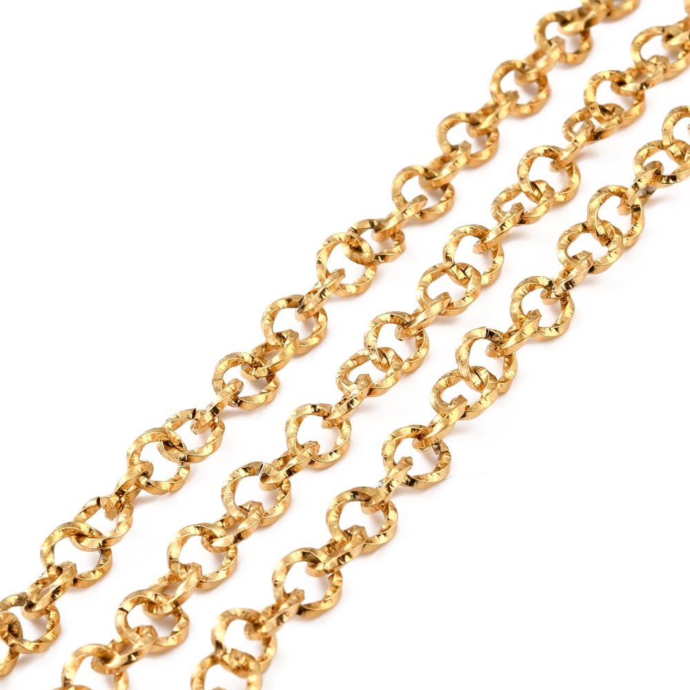 Gold Textured Rolo Chain
