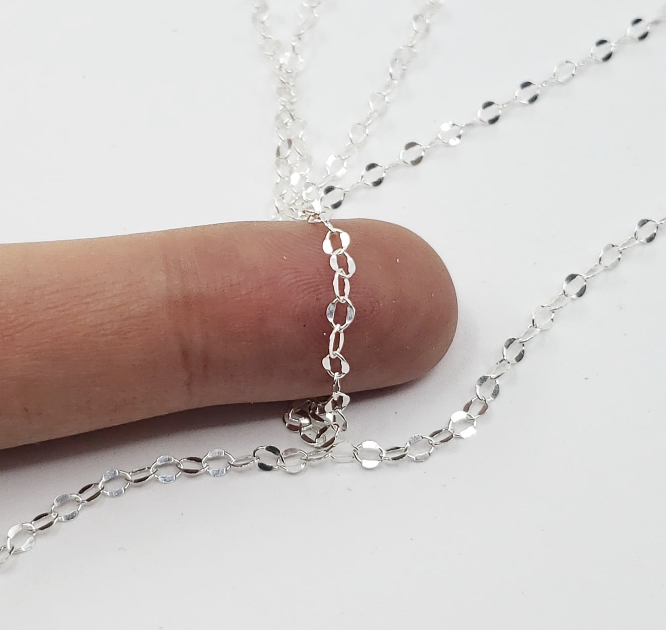 Sterling Silver Dapped Cable Chain