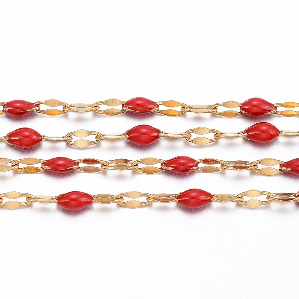 Gold Enamel Dapped Chain in Red