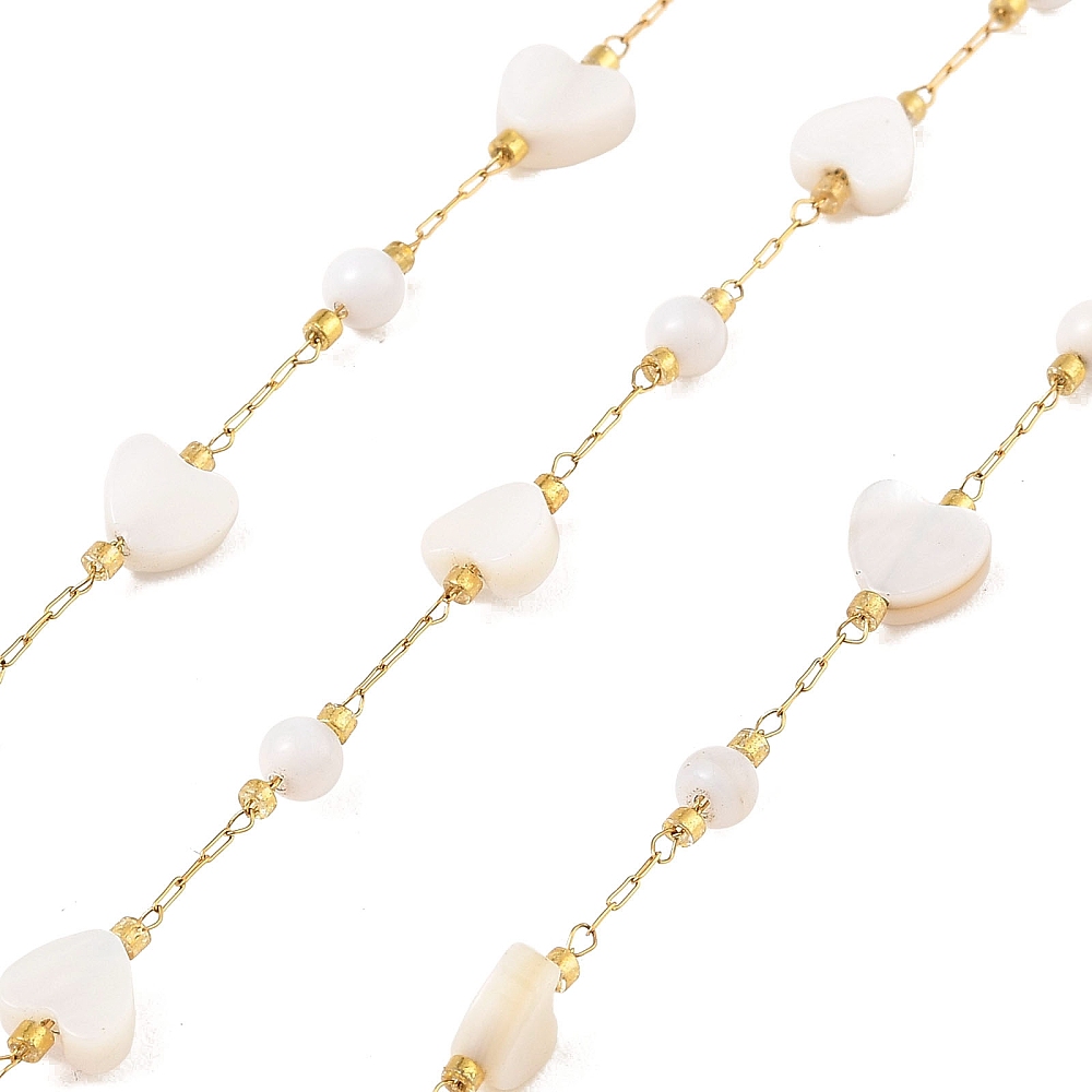 Beaded Heart Chain in Gold 