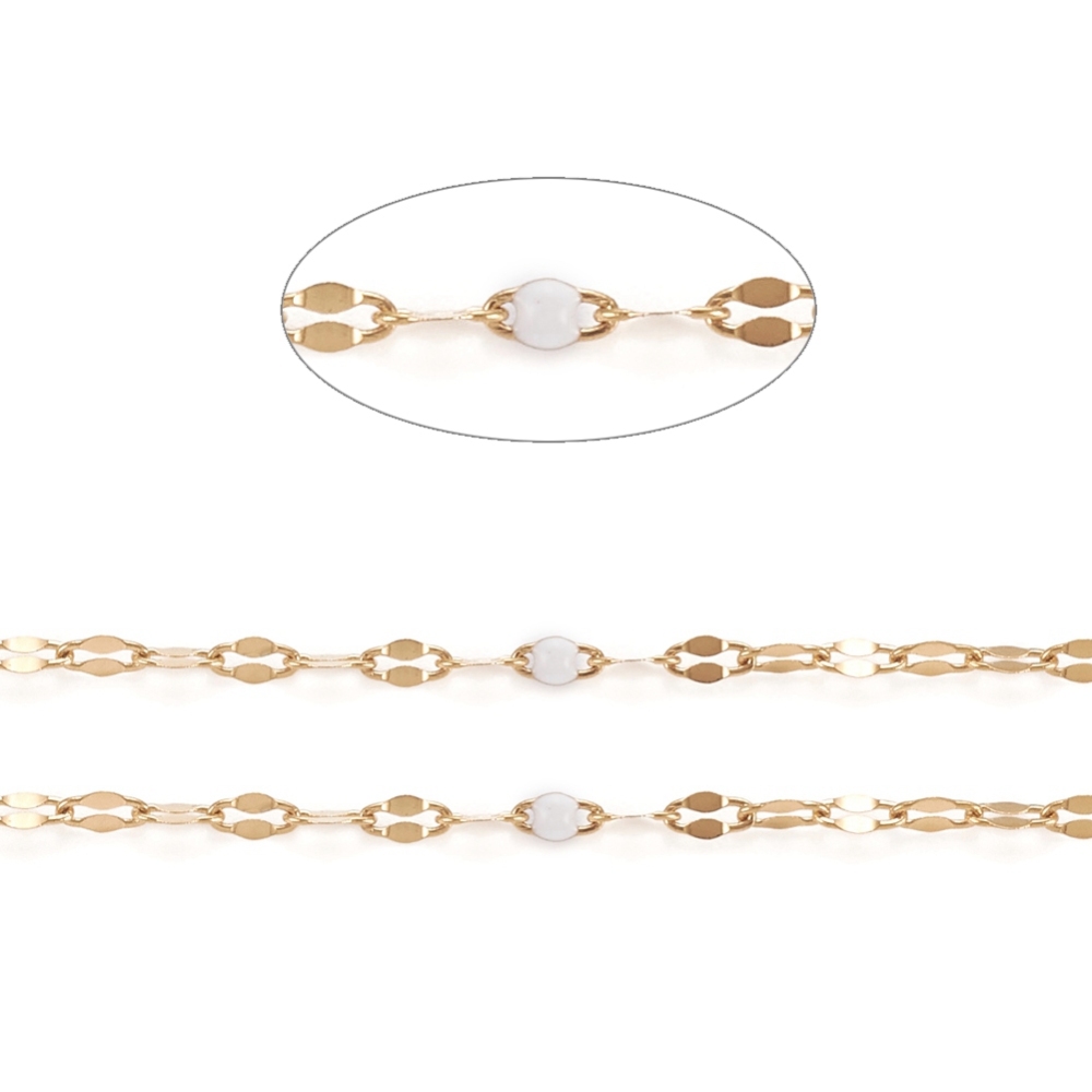 Gold Enamel Dapped Chain in White