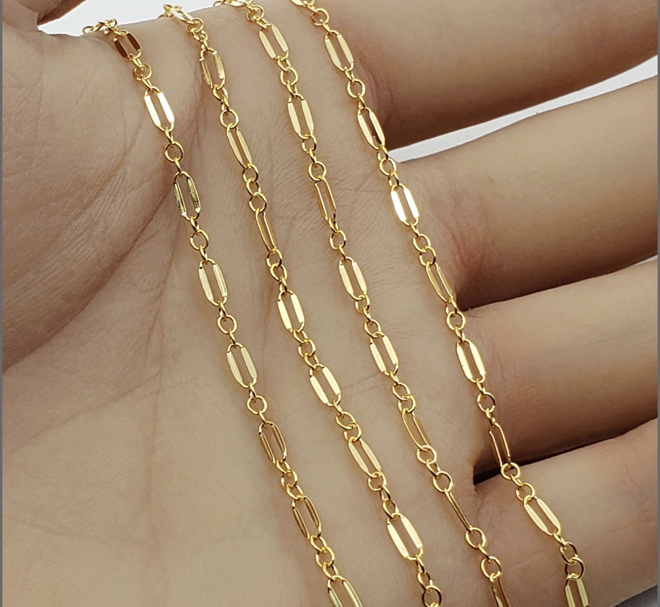 14k Gold Filled Long Short Dapped Sequin Chain 