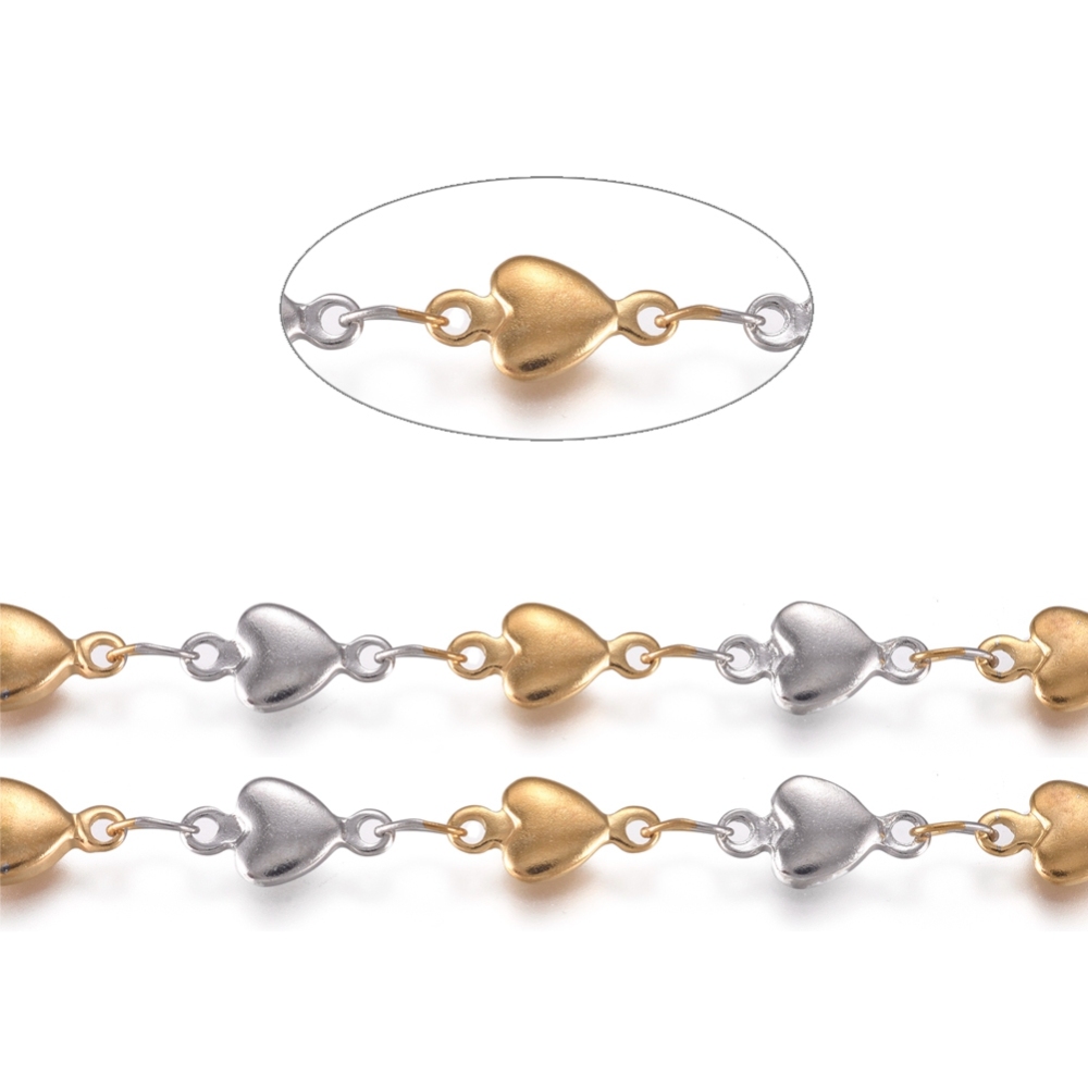 Mixed Metal Smooth Heart Chain