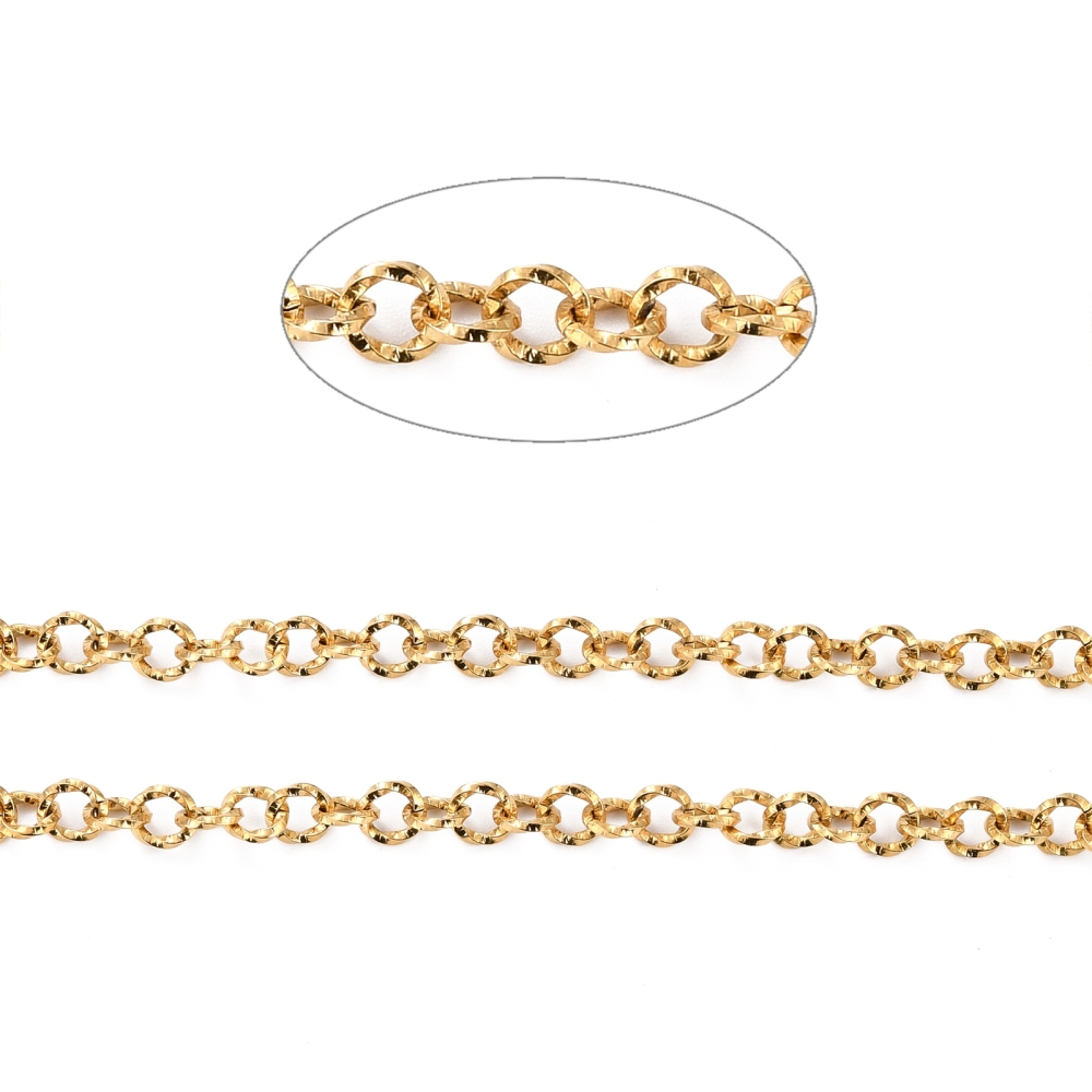 Gold Textured Rolo Chain