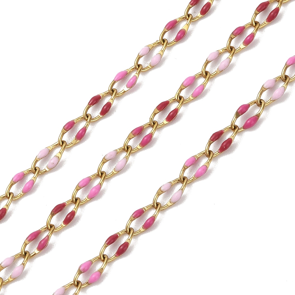 Gold Enamel Chain in Triple Pink