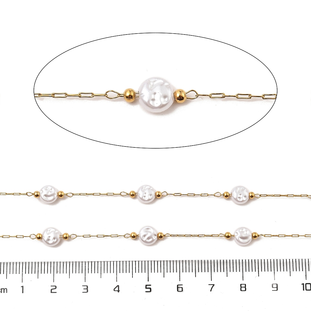 Beaded Pearl Chain in Gold 