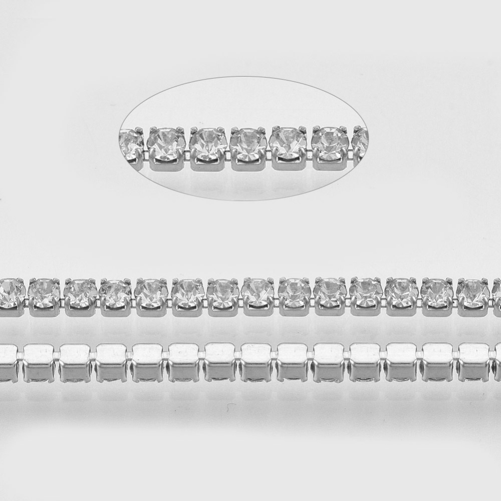 Clear Silver Tennis Chain 