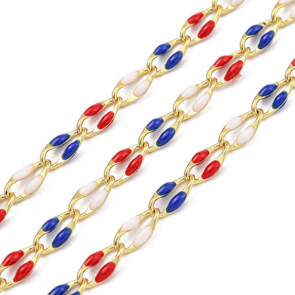 Gold Enamel Chain in Red, White and Blue