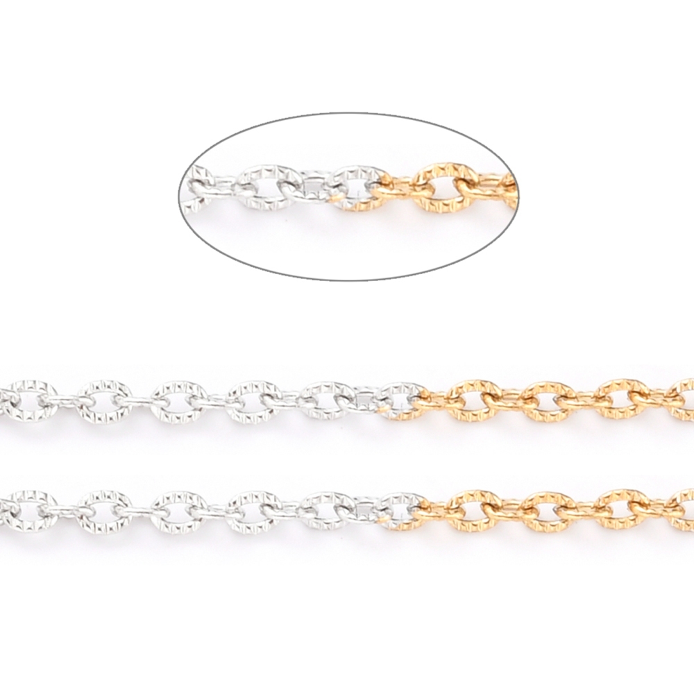 Two Tone Textured Curb Chain