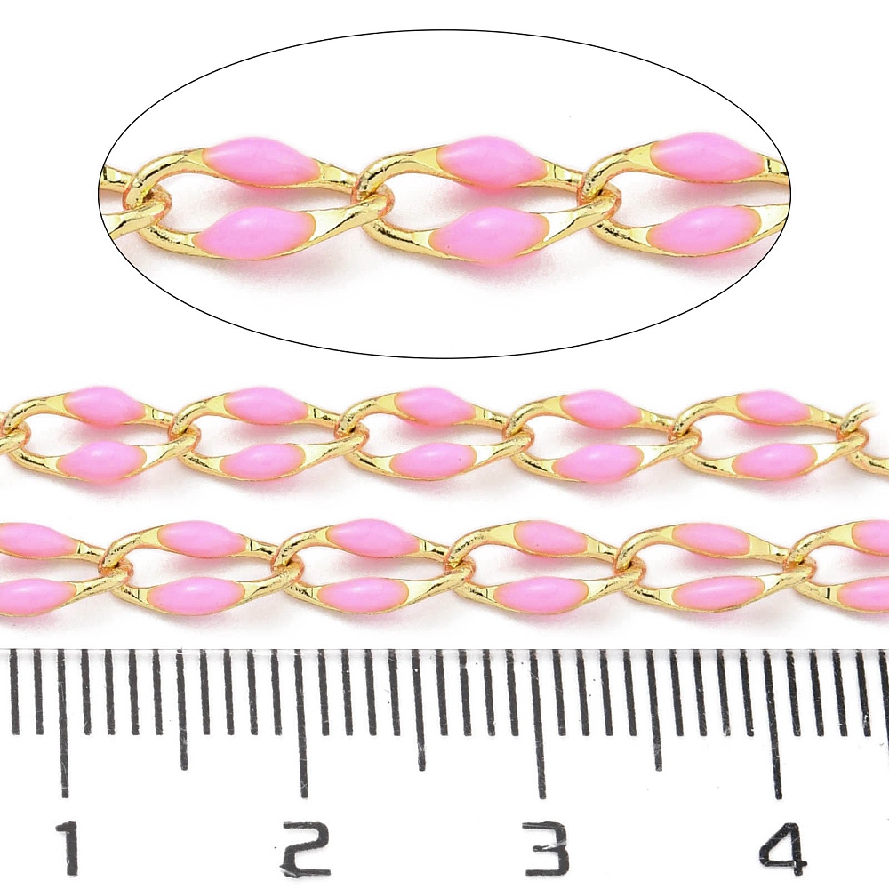 Gold Enamel Chain in Light Pink