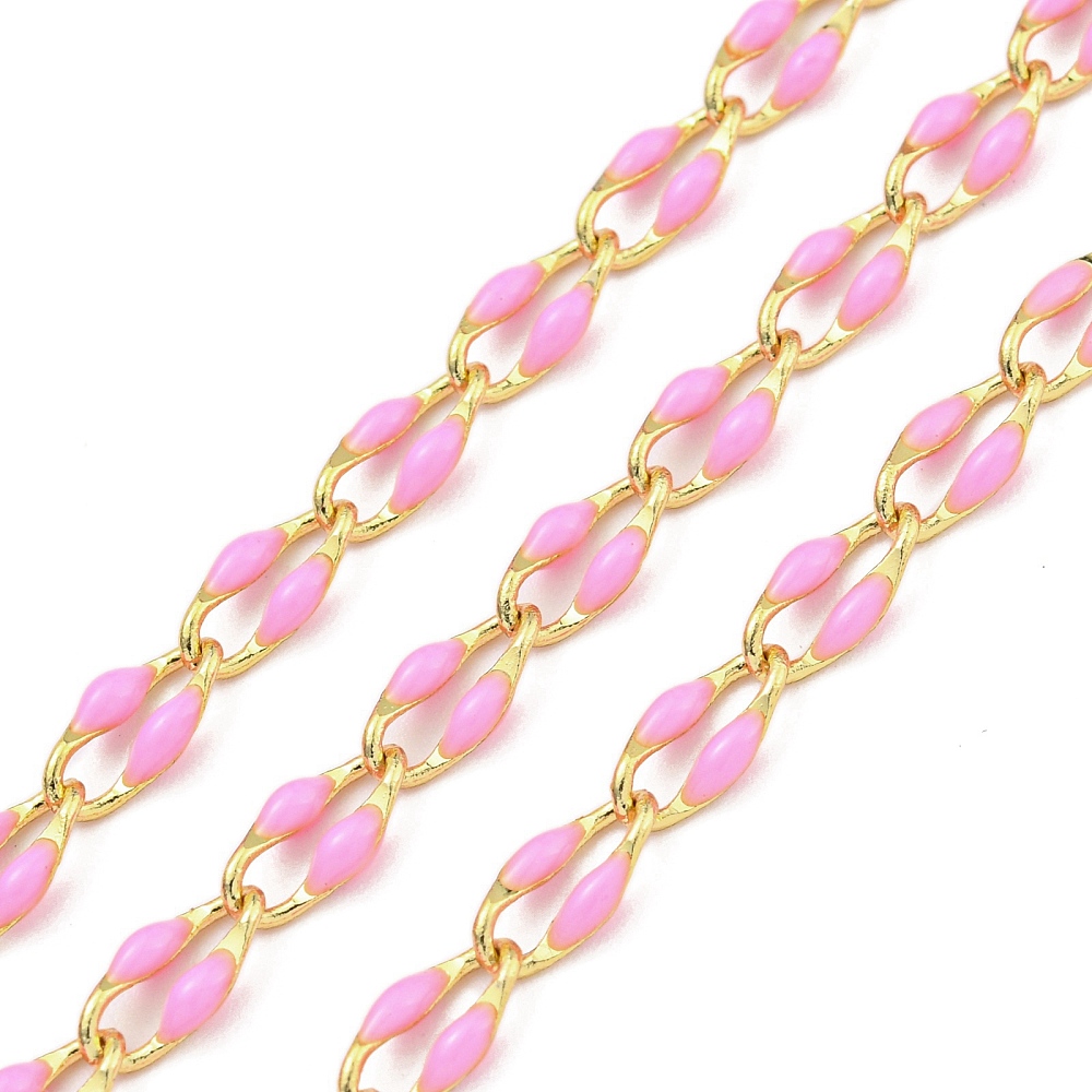 Gold Enamel Chain in Light Pink
