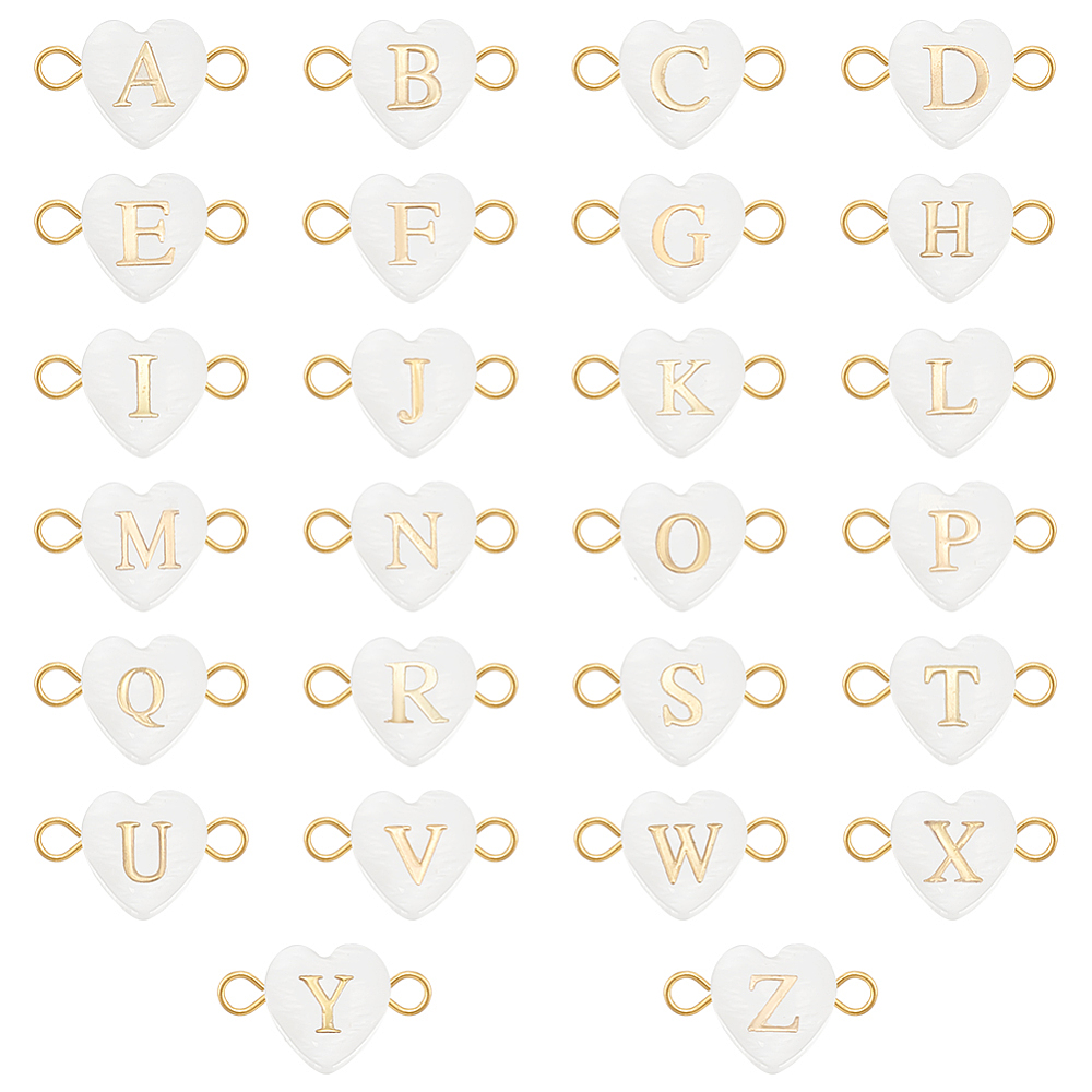 26pc Heart Bead Alphabet Connectors (Full Set)