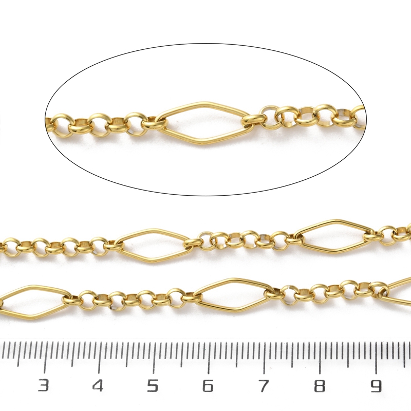 Gold Rhombus with Rolo Chain