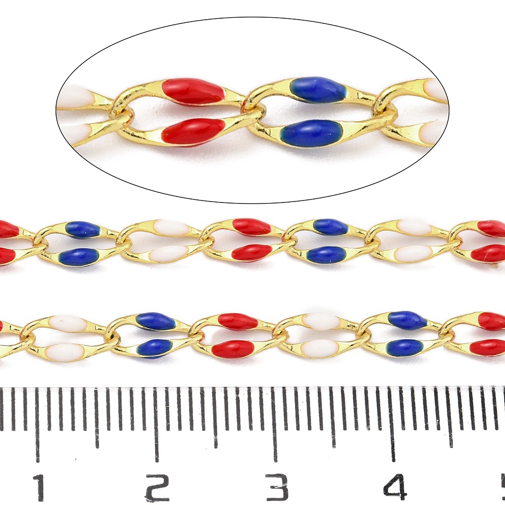Gold Enamel Chain in Red, White and Blue