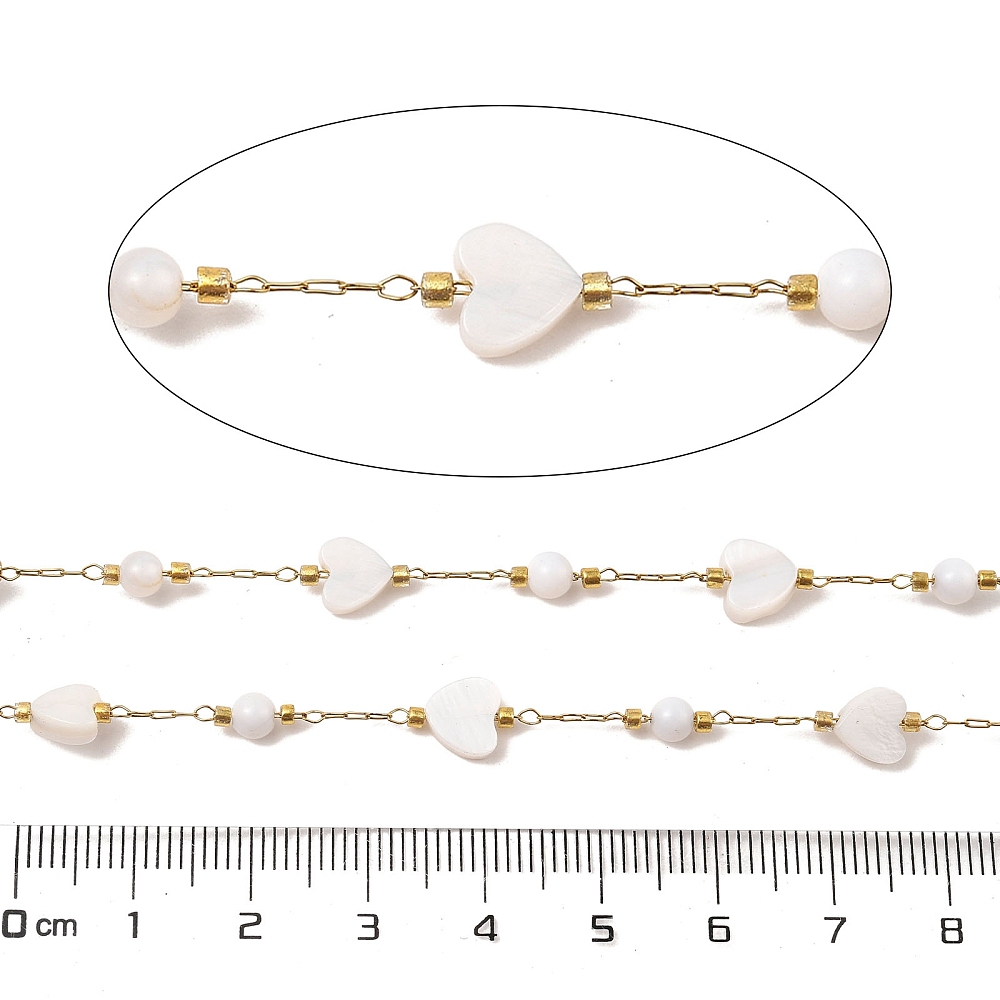 Beaded Heart Chain in Gold 