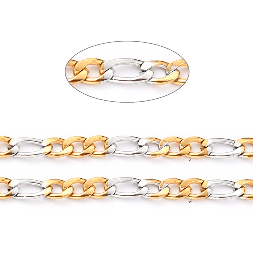 Two Tone Textured Figaro Chain