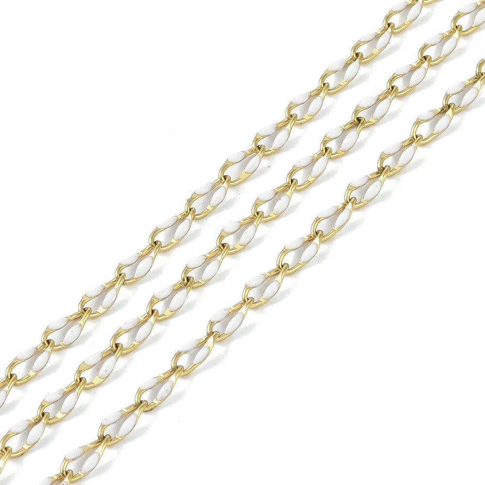 Gold Enamel Chain in White