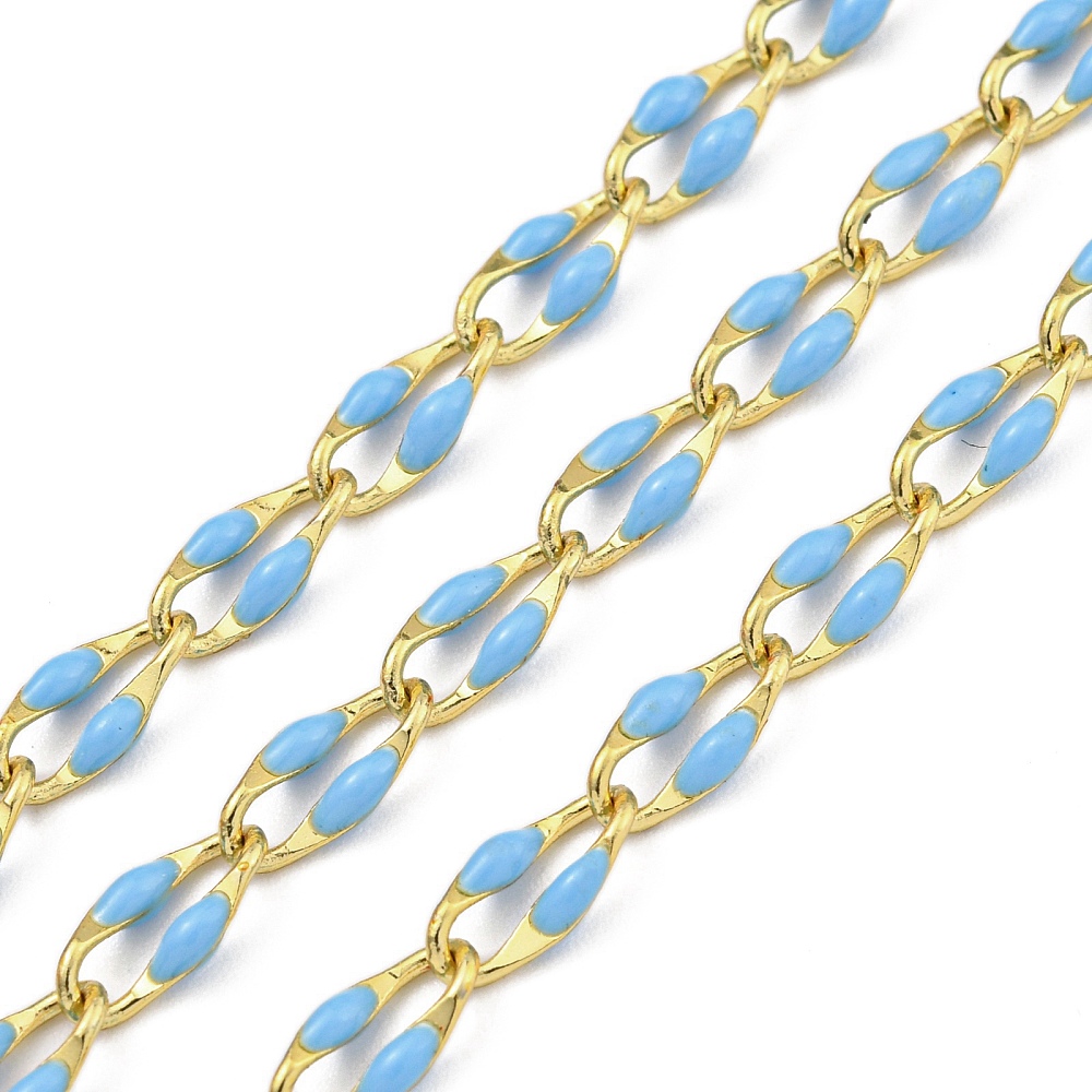 Gold Enamel Chain in Sky Blue