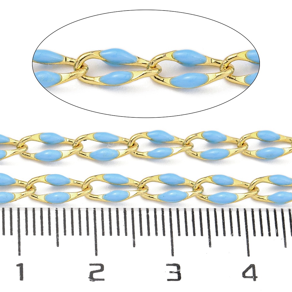Gold Enamel Chain in Sky Blue