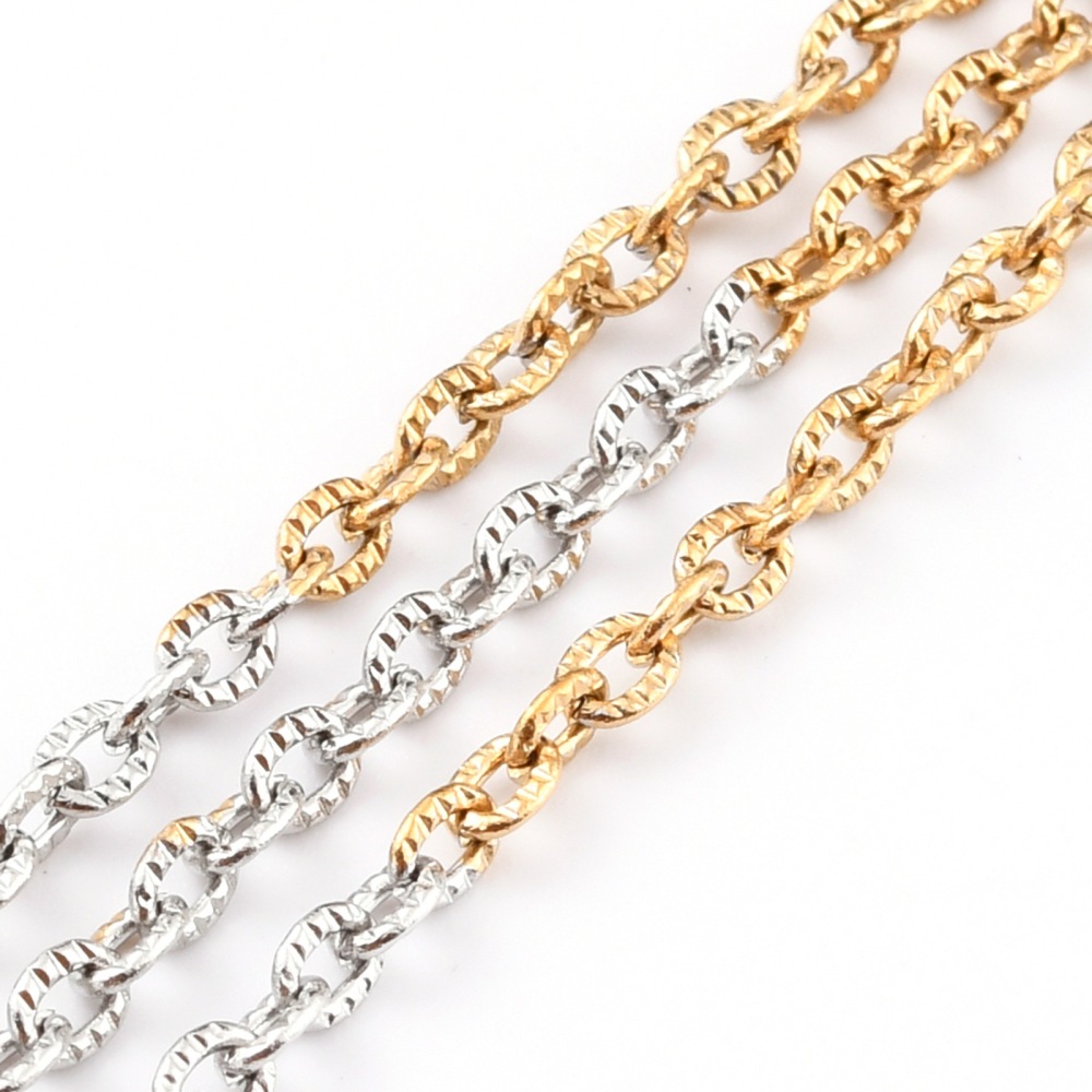 Two Tone Textured Curb Chain