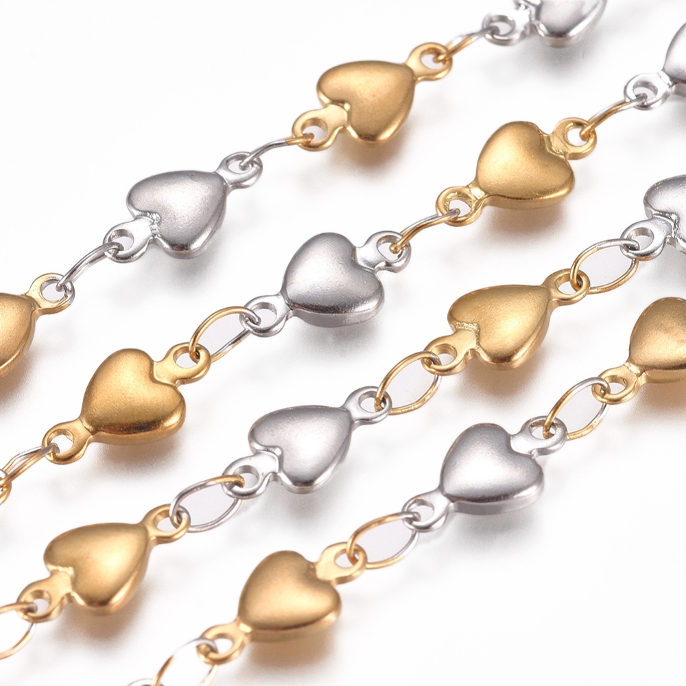 Mixed Metal Smooth Heart Chain