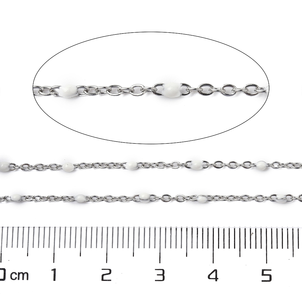 Silver Enamel Link Chain in White