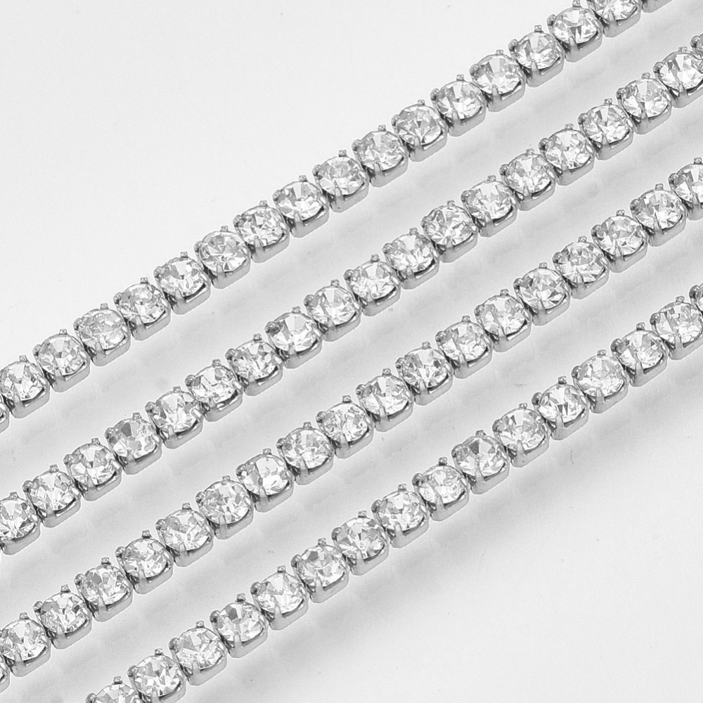 Clear Silver Tennis Chain 