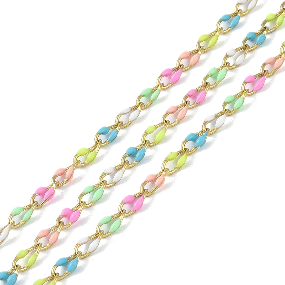 Gold Enamel Chain in Rainbow